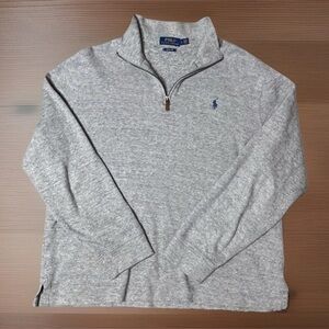 Polo Ralph Lauren Mens L Heather Gray Estate Rib Quarter Zip Pullover Sweater